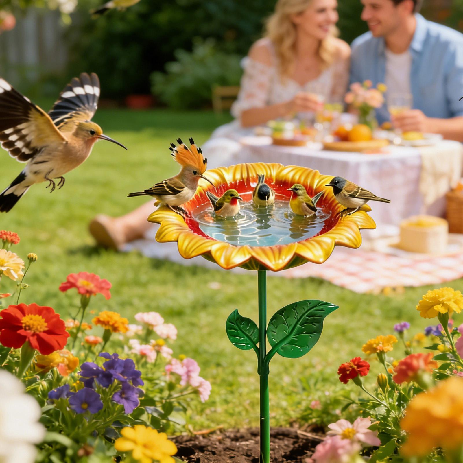 Event Support - Outdoor Bird Bath Metal Sunflower Water