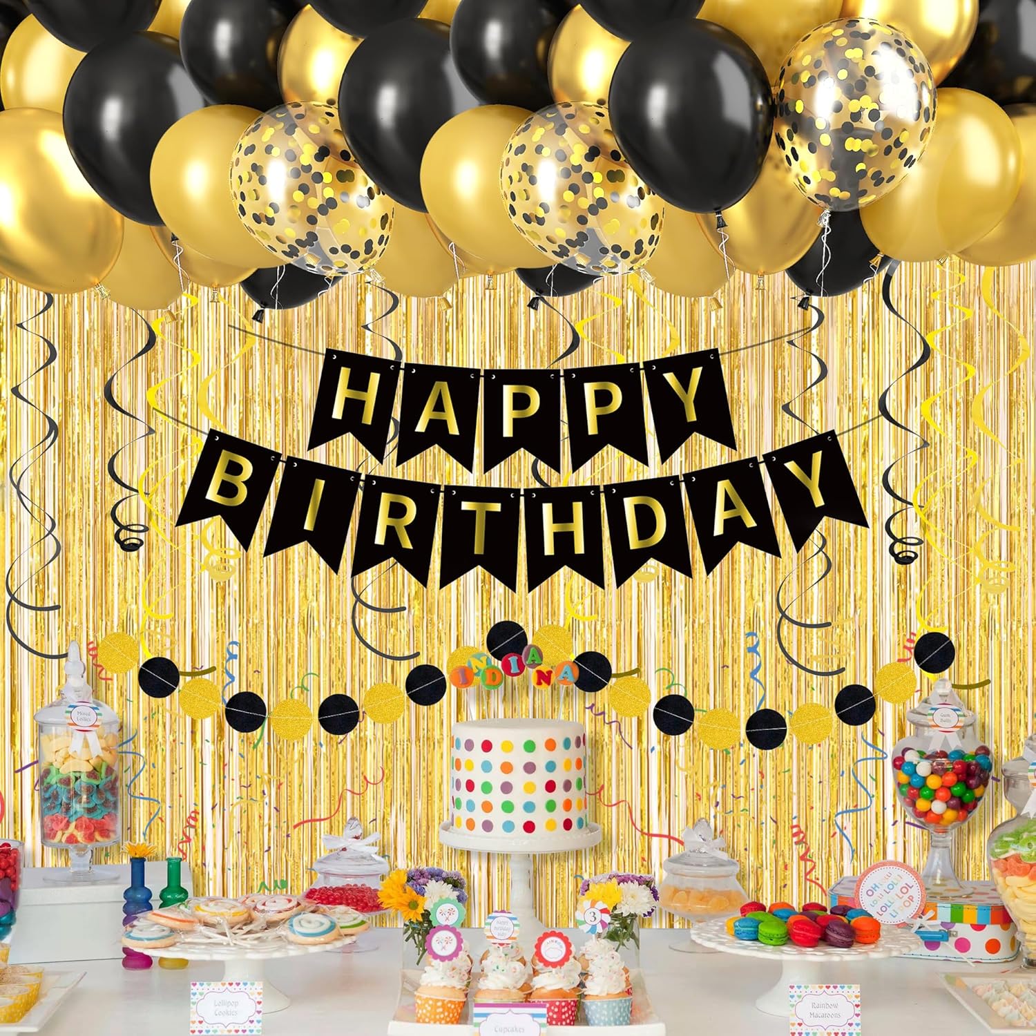 Balloon Arch Kit - Black Gold Happy Birthday Decorations Balloons
