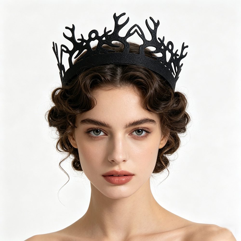 Event Party - 1pc Fashion Black Gothic Antler Crown