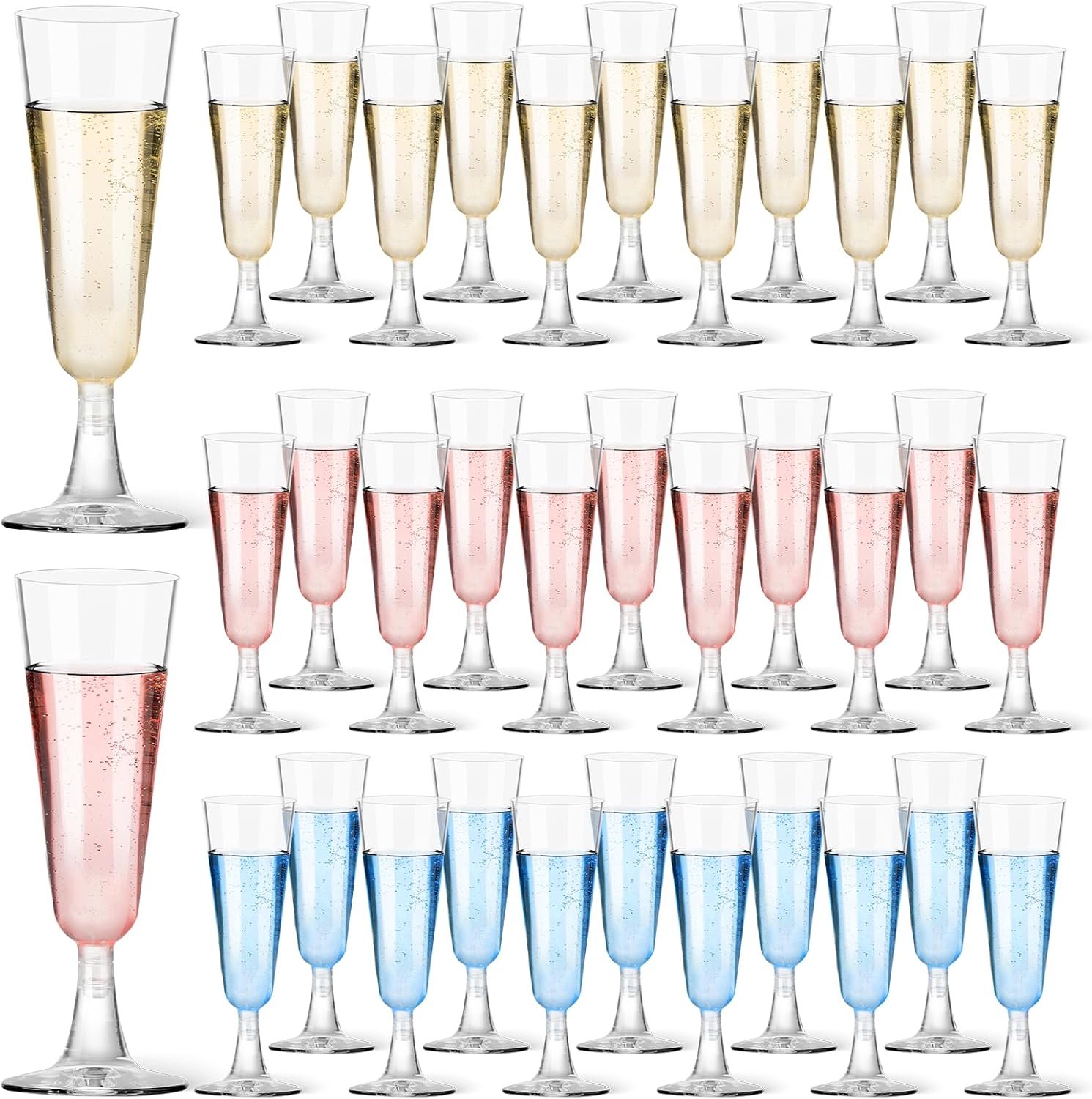 Eve Party - Plastic Champagne Flutes 40 Pack, 5.5