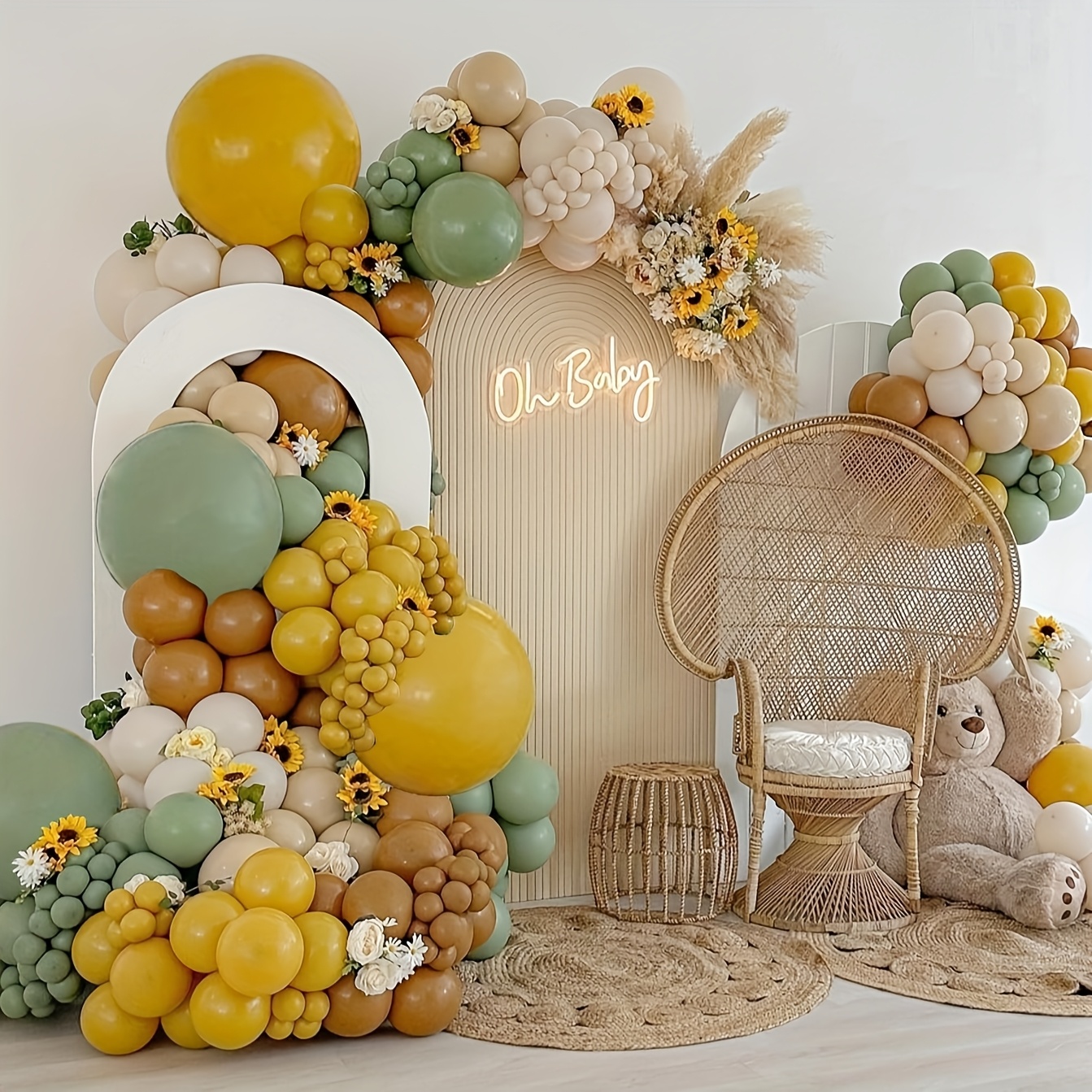 146pcs Sage Green Yellow Ballo - Balloon Arch Kit ulasan dan harga