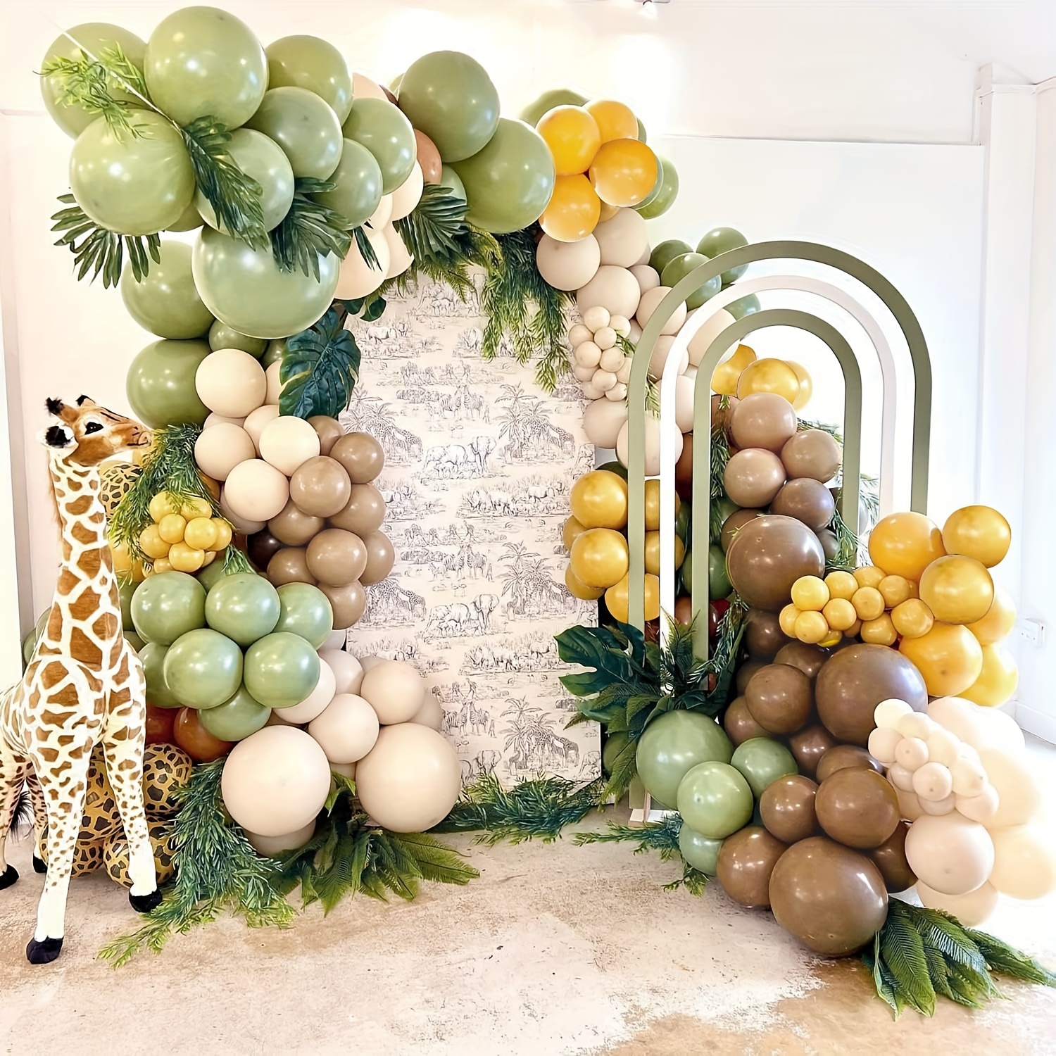 146pcs Sage Green Yellow Ballo - Balloon Arch Kit ulasan dan harga