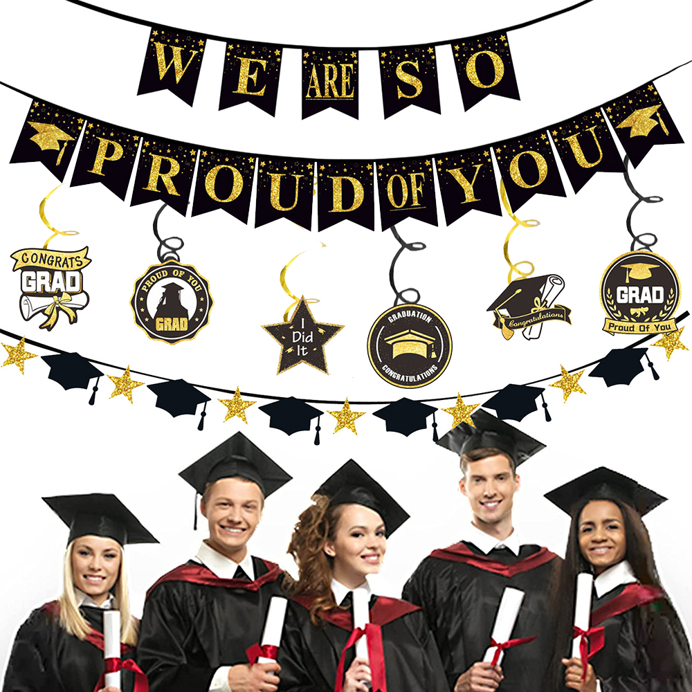 Graduation Party Decoration Se - Party Banner Gold ulasan dan harga