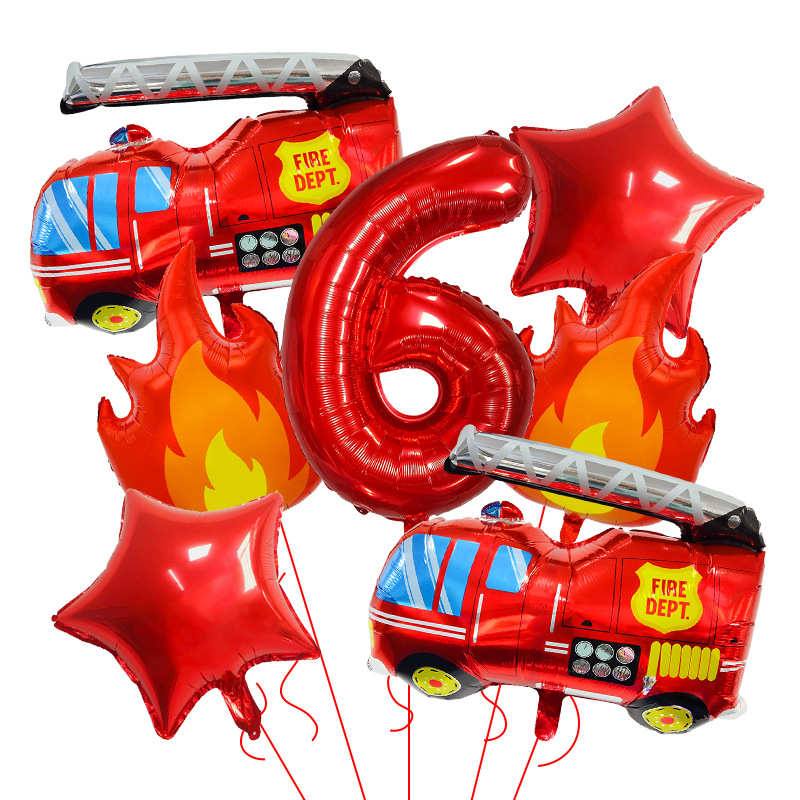7PCS Fire Truck Themed Flame N - Balloon Arch Kit ulasan dan harga