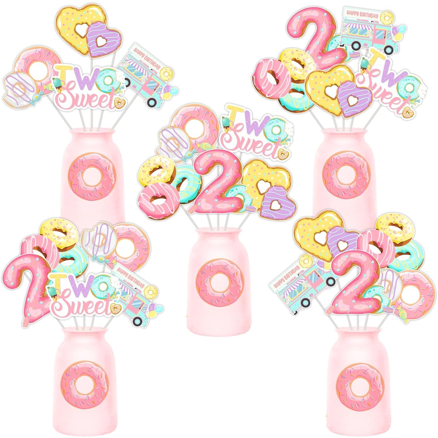 Donut 2nd Birthday Centerpiece - Centerpiece Stick ulasan dan harga