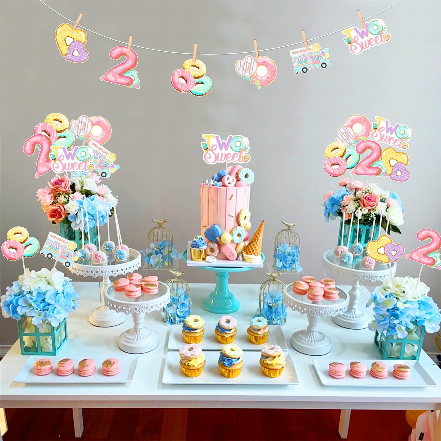 Donut 2nd Birthday Centerpiece - Centerpiece Stick ulasan dan harga