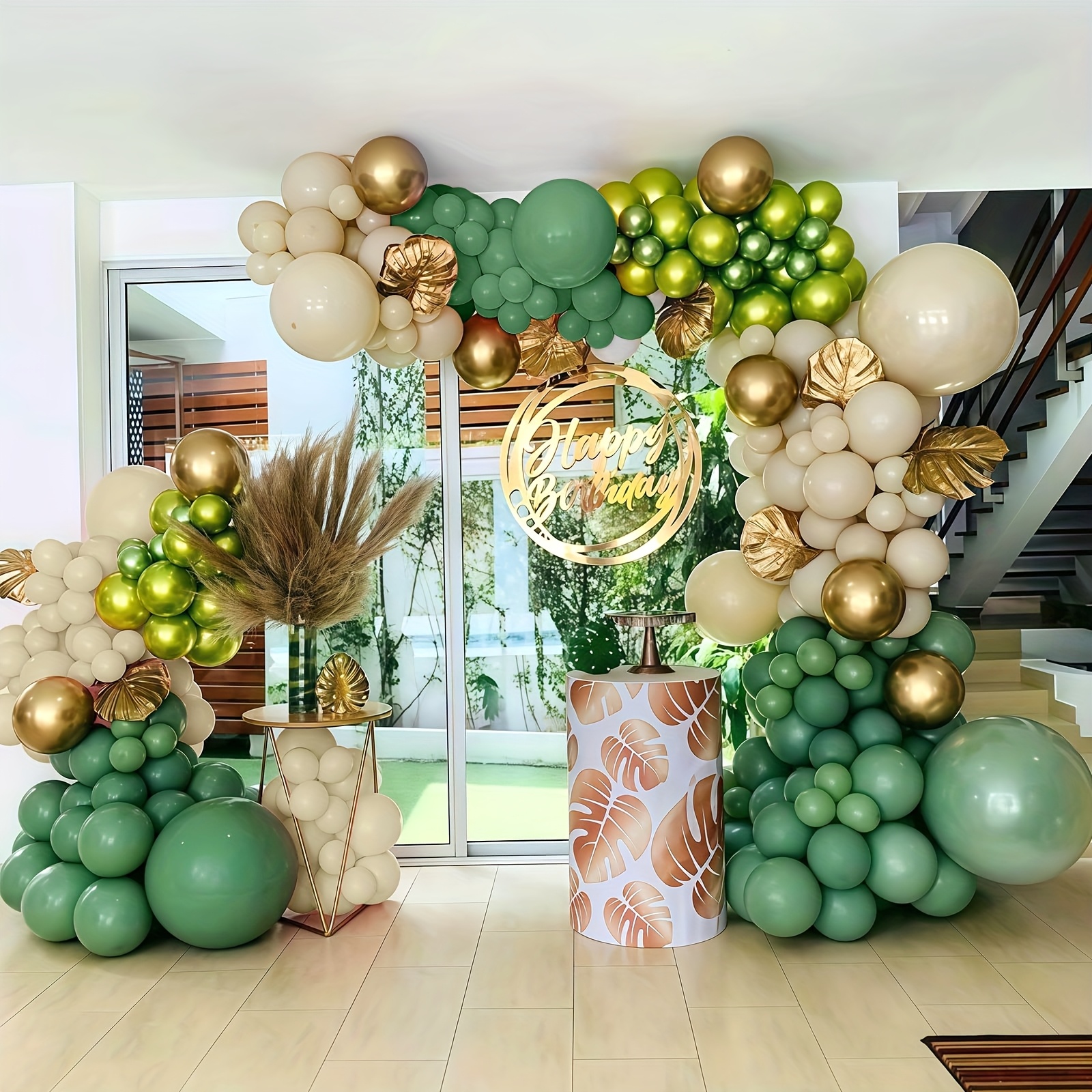 88pcs Sage Green & Golden Ball - Balloon Arch Kit ulasan dan harga