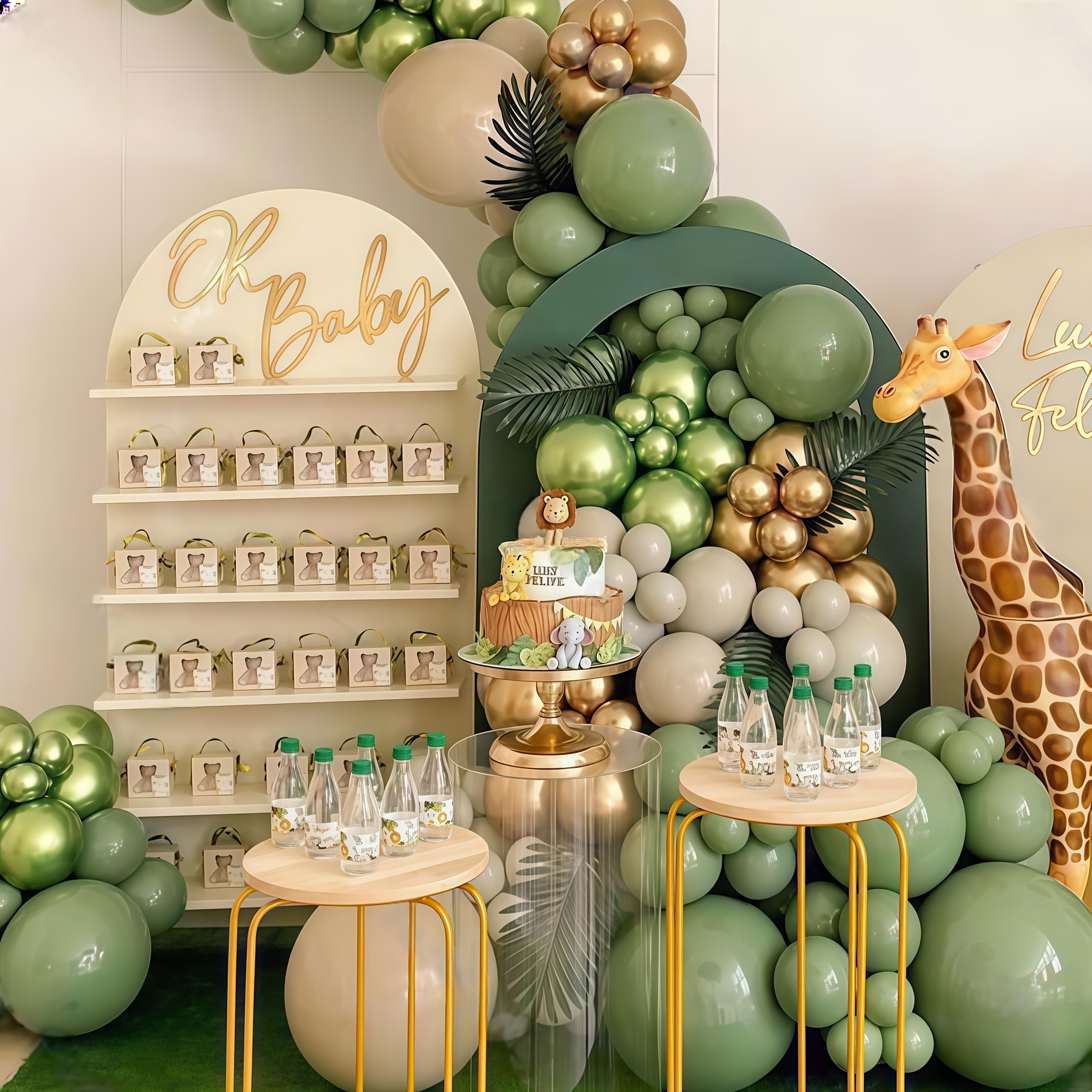 88pcs Sage Green & Golden Ball - Balloon Arch Kit ulasan dan harga