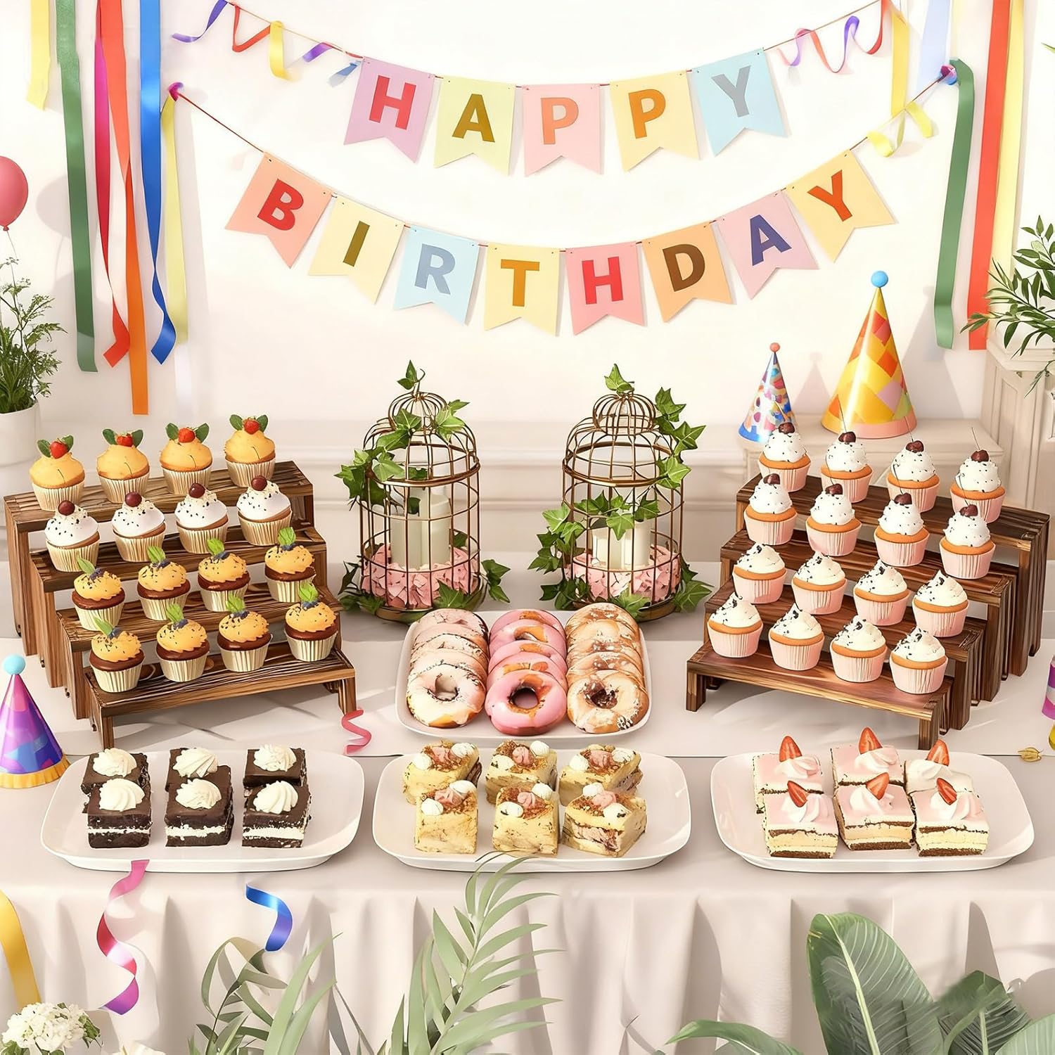 2 Tier Wooden Cupcake Stand Se - Cupcake Stand Tier ulasan dan harga