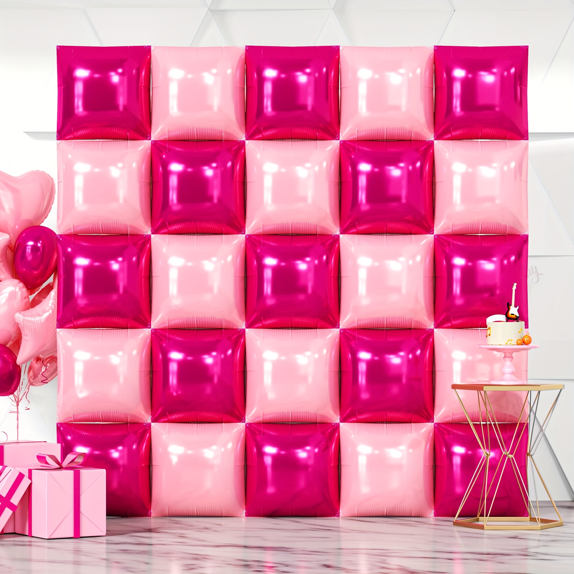 25pcs Magenta Pink Square Foil - Balloon Arch Kit ulasan dan harga