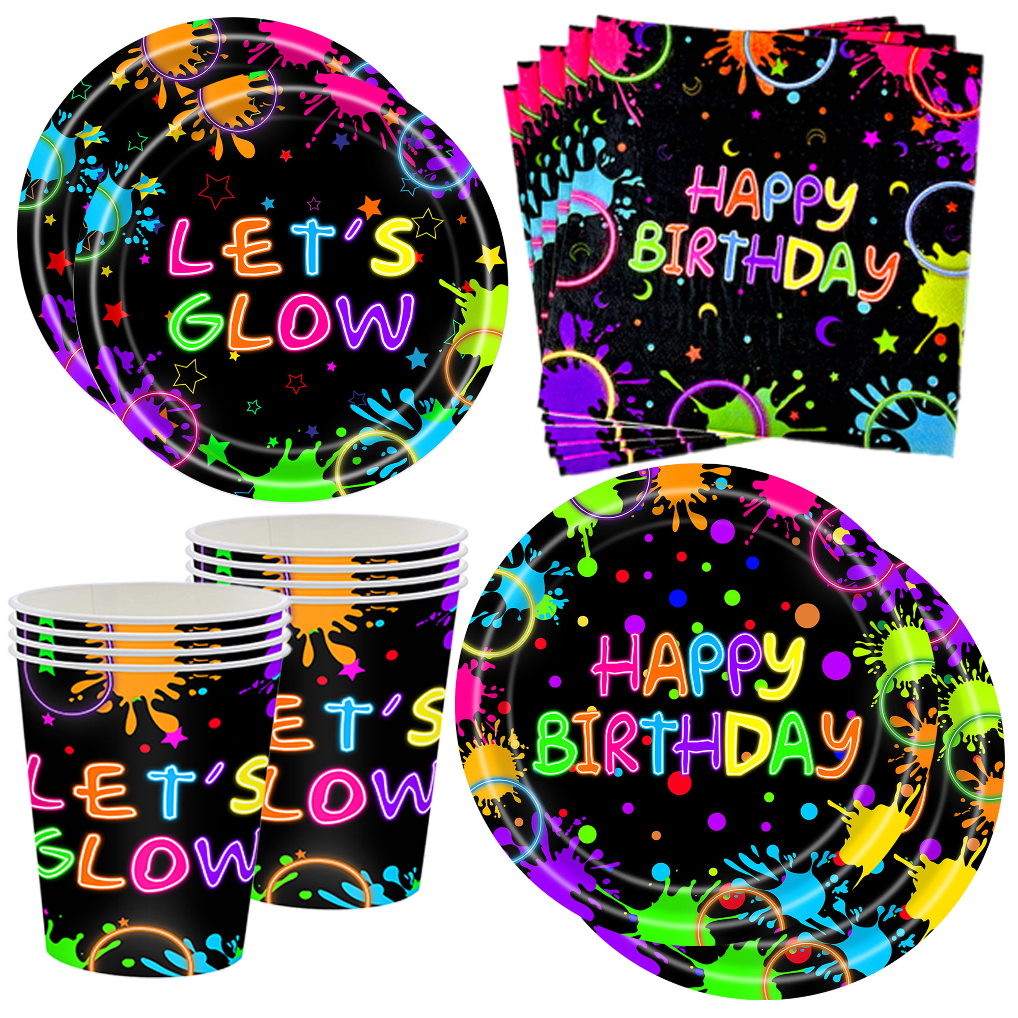 Neon Party Supplies Let Glow P - Let'S Party Event Supply ulasan dan harga