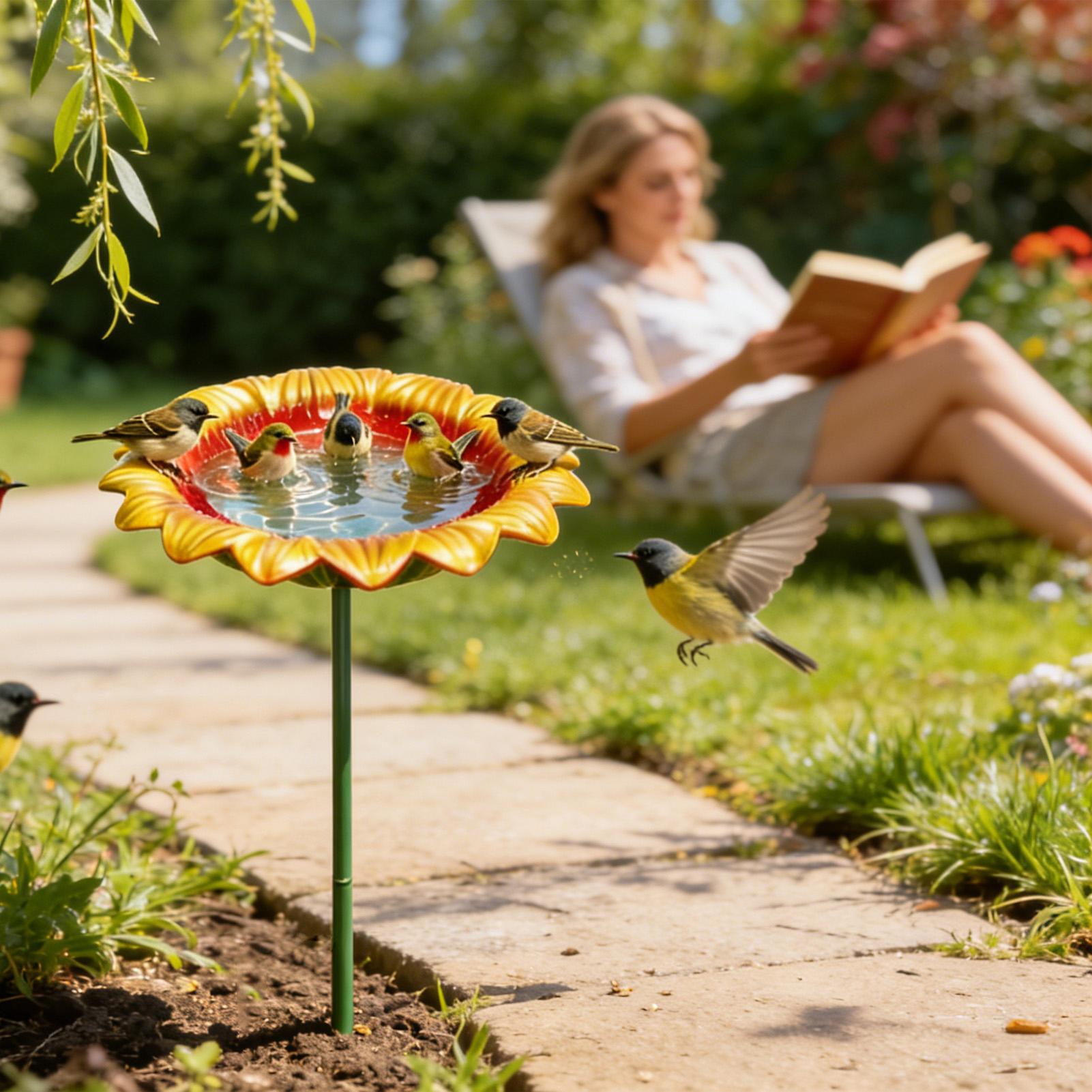 Outdoor Bird Bath Metal Sunflo - Event Support ulasan dan harga