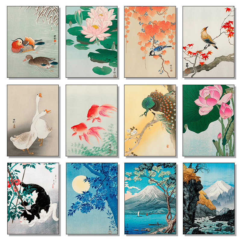 Retro Japanese Flowers Cat Dog - Flower Wall Panel ulasan dan harga