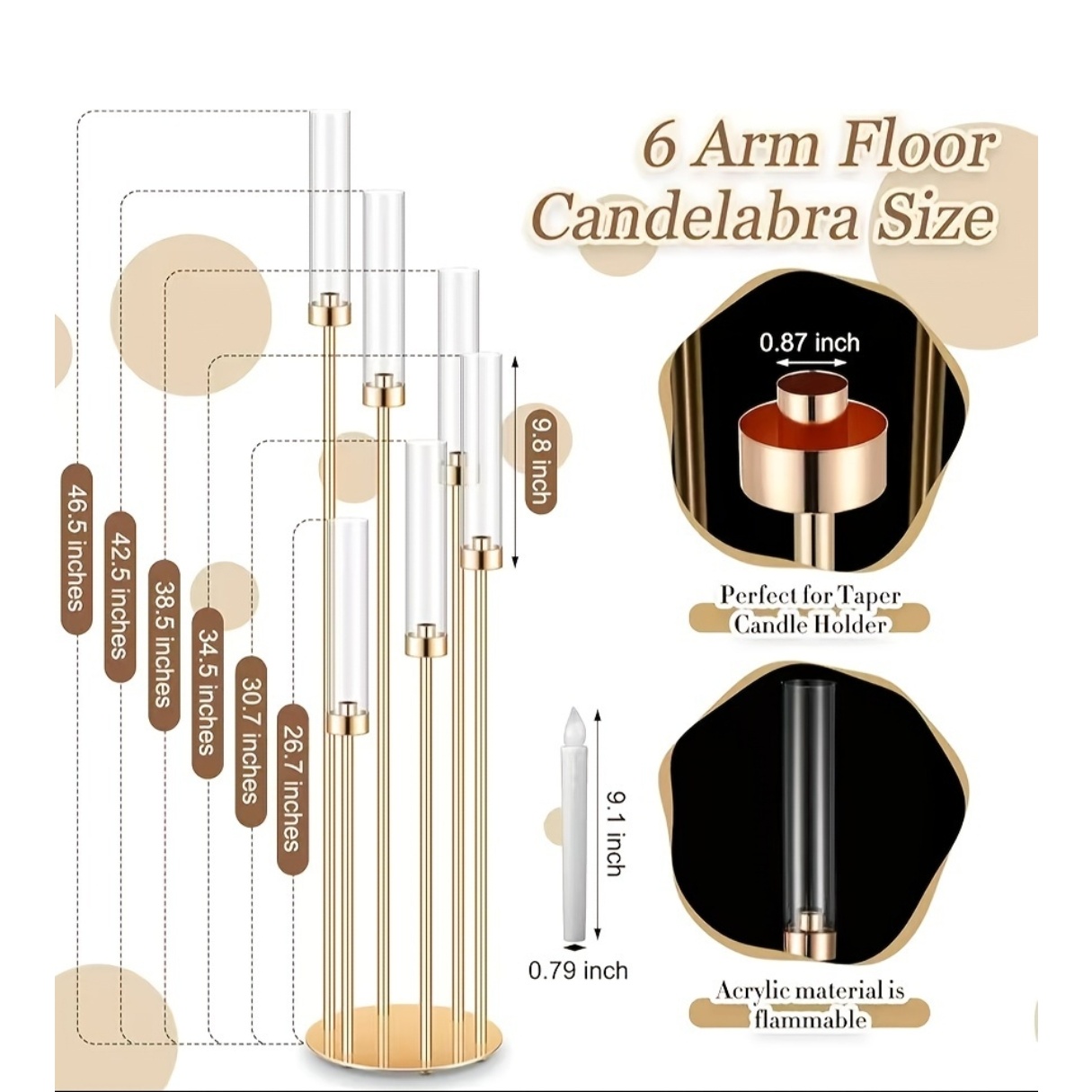 2 Sets Floor Candelabra 6 Arms - Centerpiece Stick ulasan dan harga
