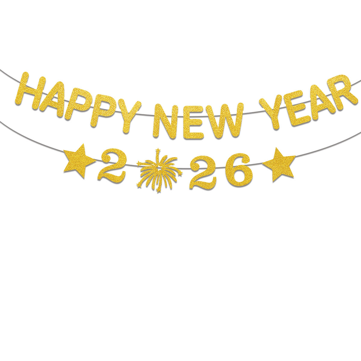 1Set 2026 Happy New Year Decor - Party Banner Gold ulasan dan harga