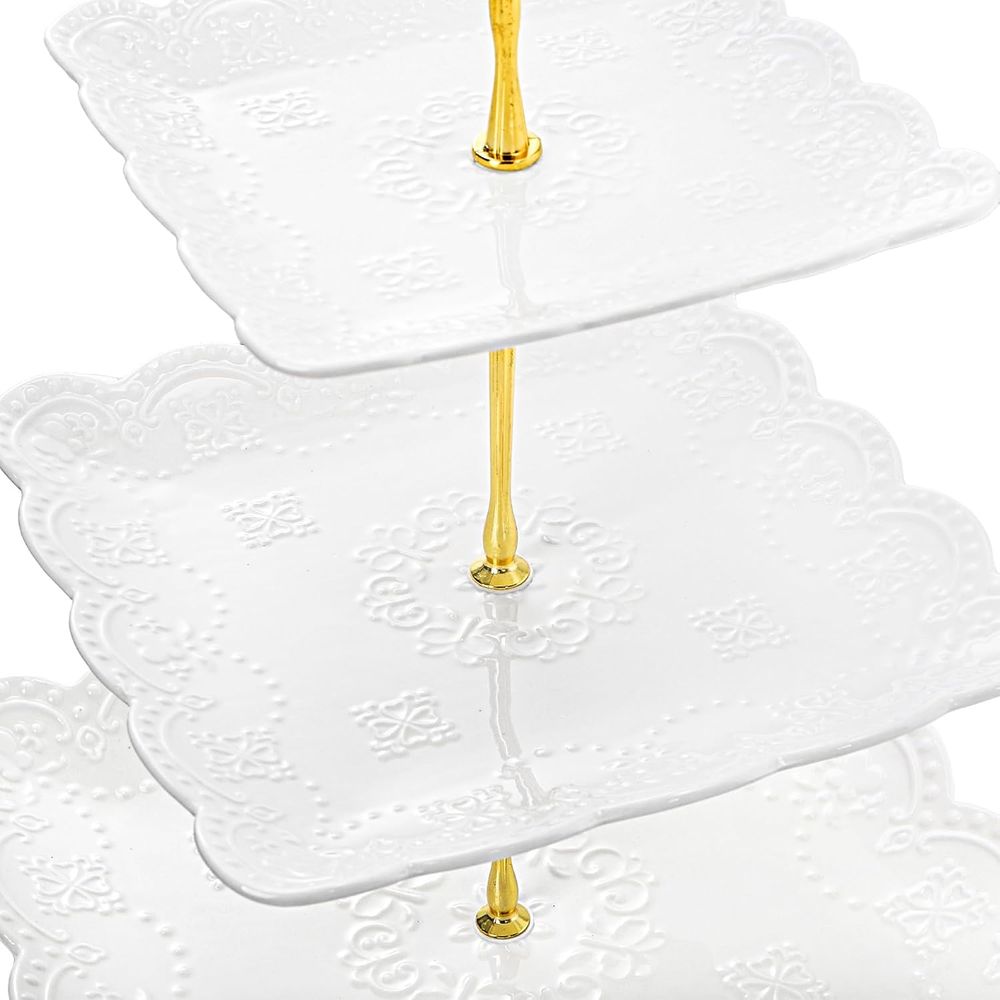 2 Pack 3-Tier White Ceramic Em - Cupcake Stand Tier ulasan dan harga
