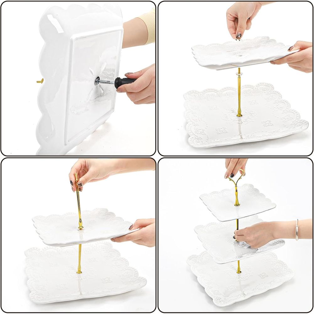 2 Pack 3-Tier White Ceramic Em - Cupcake Stand Tier ulasan dan harga