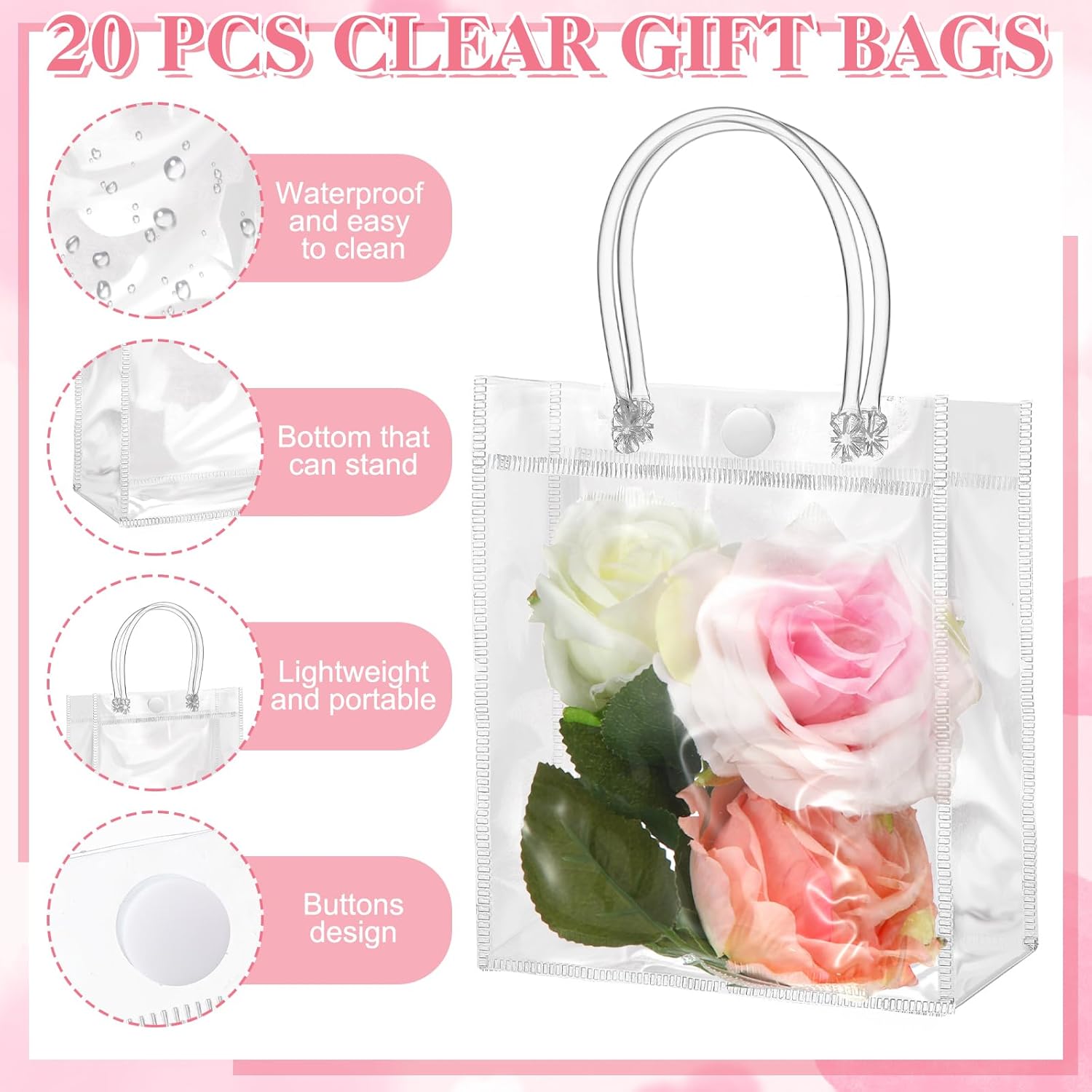 Clear Plastic Gift Bags with H - Party Favor Bag ulasan dan harga