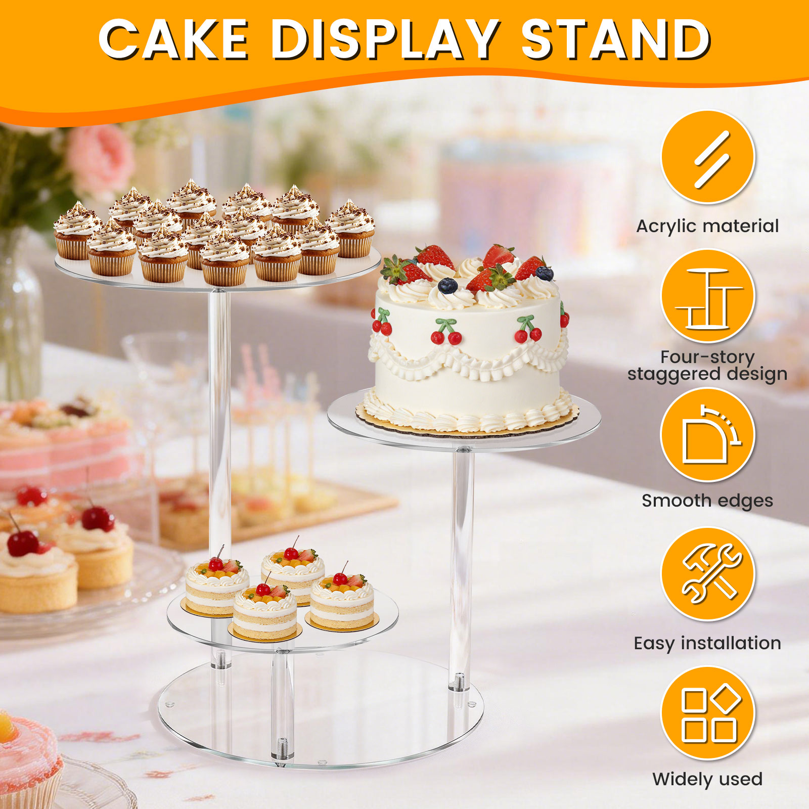 4 Tier Cake Stand Acrylic Tran - Cupcake Stand Tier ulasan dan harga