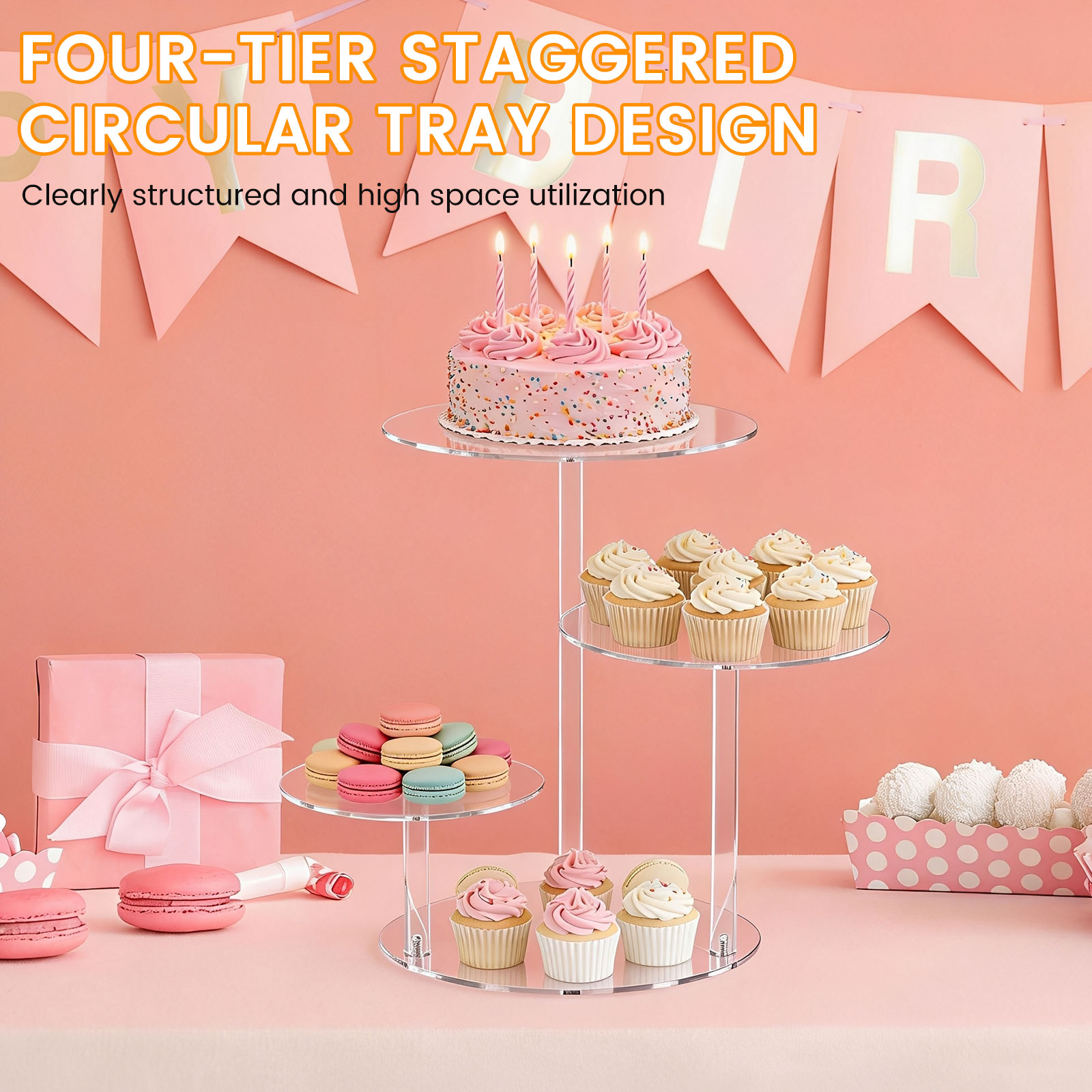 4 Tier Cake Stand Acrylic Tran - Cupcake Stand Tier ulasan dan harga