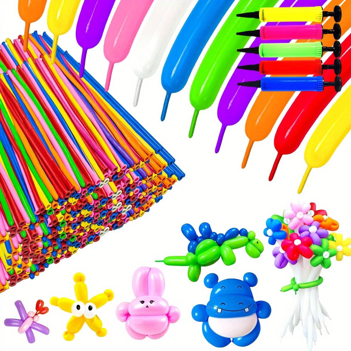 50/100pcs Colorful Long Latex  - Balloon Pump Hand ulasan dan harga