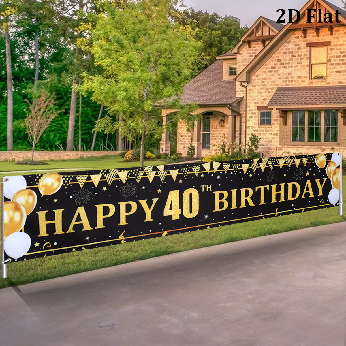 Black Gold Balloons Flags Happ - Party Banner Gold ulasan dan harga