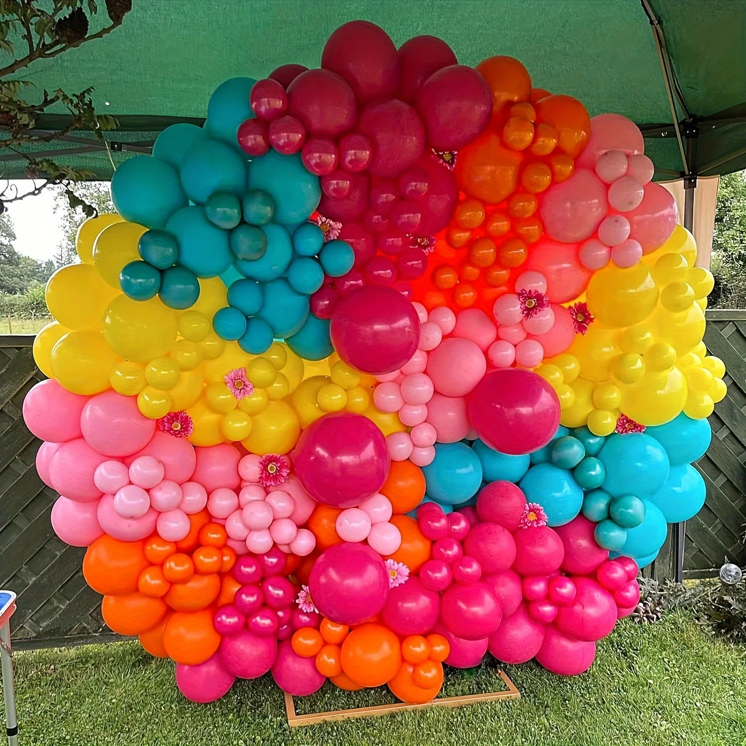 130pcs Pink Yellow Orange Ball - Balloon Arch Kit ulasan dan harga