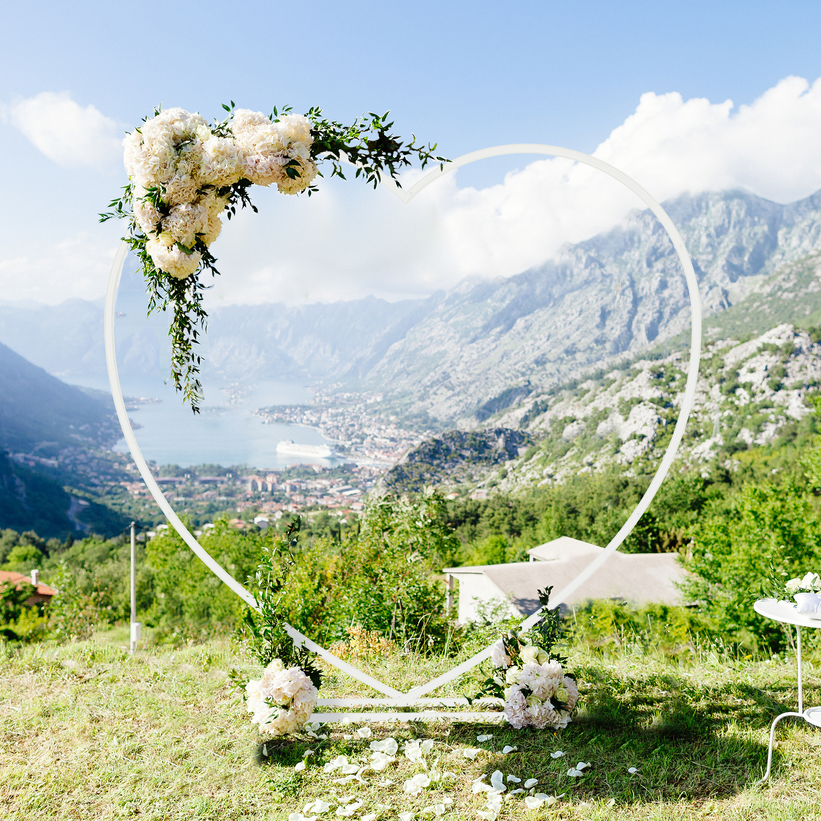 Heart Shaped White Metal Ballo - Balloon Arch Kit ulasan dan harga