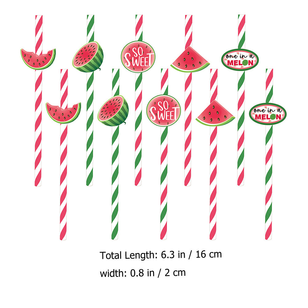 40Pcs Watermelon Disposable Pa - Paper Straw Color ulasan dan harga