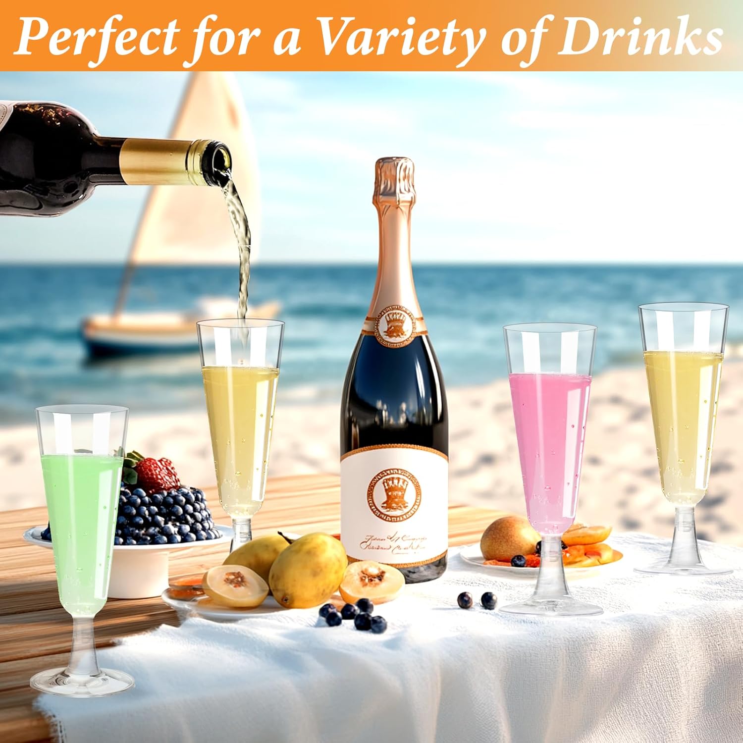 Plastic Champagne Flutes 40 Pa - Eve Party ulasan dan harga